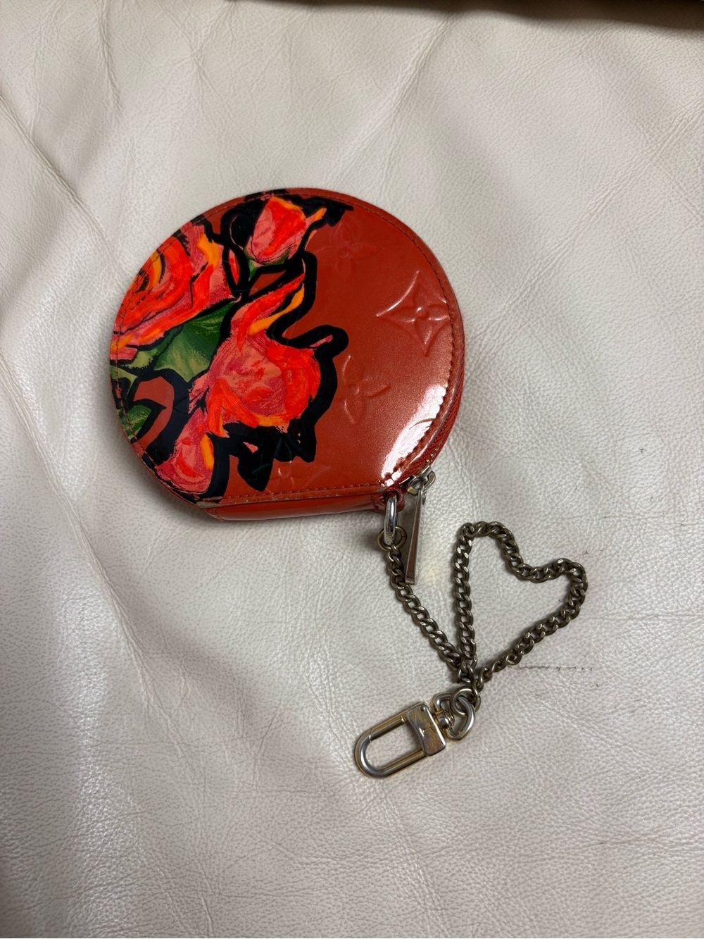 VTG LOUIS VUITTON x Stephen Sprouse Orange Vernis ROSE Coin Purse w/ Chain - Picture 2 of 14
